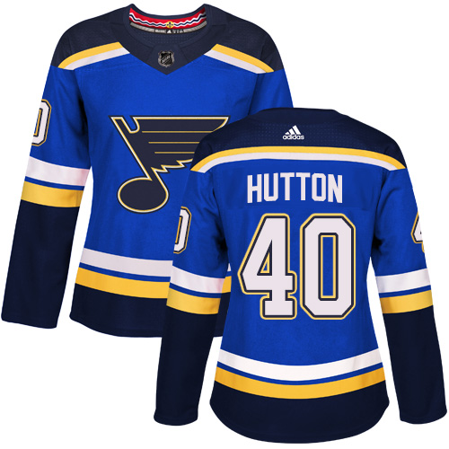 Adidas St.Louis Blues #40 Carter Hutton Blue Home Authentic Women Stitched NHL Jersey